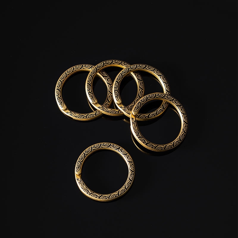 COPPERTIST.WU Brass Ouroboros Key Rings, Snake Design Keychain Set, 5 Pack Metal Keyring