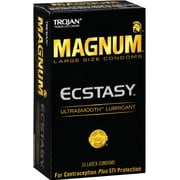 TROJAN MAGNUM Ecstasy Condoms Ultrasmooth Lubricant Large Size 10 Each (Pack of 3)