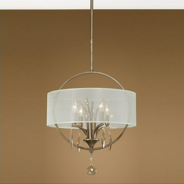 Uttermost Alenya 4 Light Fabric Drum Pendant in Burnished Gold