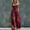 Wine, variant on Women's Spaghetti Strap Cowl Neck Jumpsuit, Front Button High Waist Wide Leg Full Length Loose Solid Color Romper with Side Pockets Wine XL(XL)
