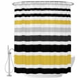 thumbnail image 2 of Yellow Black Stripe Waterproof Fabric Shower Curtain,Modern Abstract Art Coarse Striped Waterproof Fabric Shower Curtain for Bathroom Curtains Bathtubs Shower Curtains with 12 Hooks Standard 72x72, 2 of 8