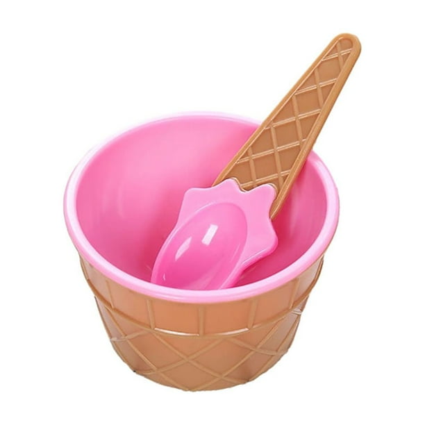 Injueey Cuenco para postre de helado, vajilla de actividad de estilo plástico, cuchara reutilizable DIY para jardín, cuencos pequeños para Cocina y Comedor