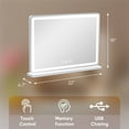 thumbnail image 3 of EDX Vanity Mirror with Lights, 19" x 22" LED Makeup Mirror with Dimmable 3 Color Modes, Touch Screen Control Vanity Based Mirror Desk Mirror Square White, 3 of 8