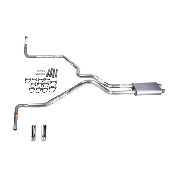 Silverado 96-99 dual exhaust 2.5 MA pipe dual inlet Flowsound Muffler RW Tip Side Exit