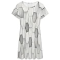 thumbnail image 3 of 3d Hexagon Tile Brick Pattern Short Sleeve Dress Women Summer Evening Dresses Ladies Sundress, 3 of 7