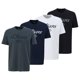 thumbnail image 1 of s.Oliver Camiseta para hombre, pack de 4 - básica, estampado logo, cuello redondo, algodón Blanco/azul/gris oscuro/negro S (Small), 1 of 5