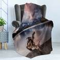 thumbnail image 4 of Driftwood Soft Flannel Fleece Throw Blanket, Driftwood on the Coast with Reflection of the Mountains in the Lake Digital Image, Cozy Plush for Indoor and Outdoor Use, 60" x 80", Redwood, by Ambesonne, 4 of 5