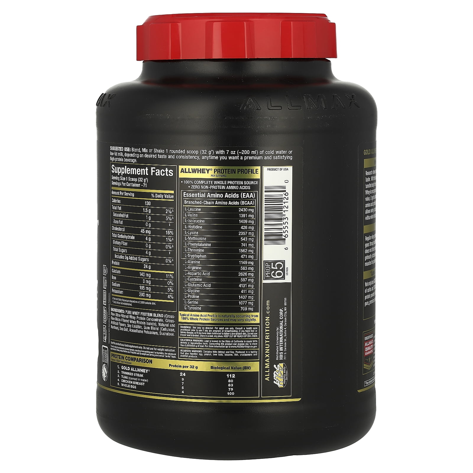 ALLMAX Nutrition, AllWhey Gold, 100% Whey Protein + Premium Whey Protein Isolate, French Vanilla, 5 lbs. (2.27 kg)