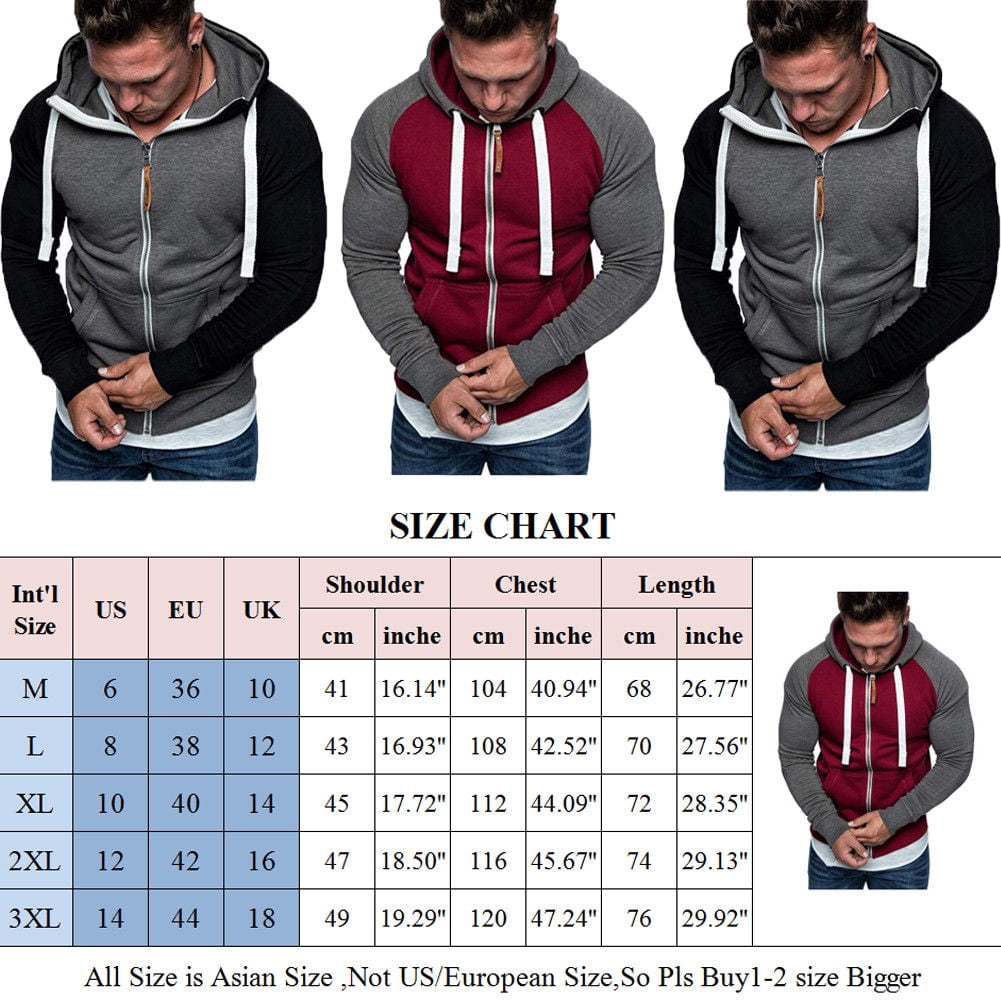 Size Chart Mens Hoodies