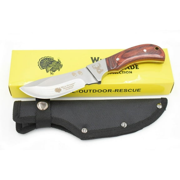 Wild Turkey Handmade 8'' Wildlife Collection Fixed Blade Hunting Knife w. Sheath
