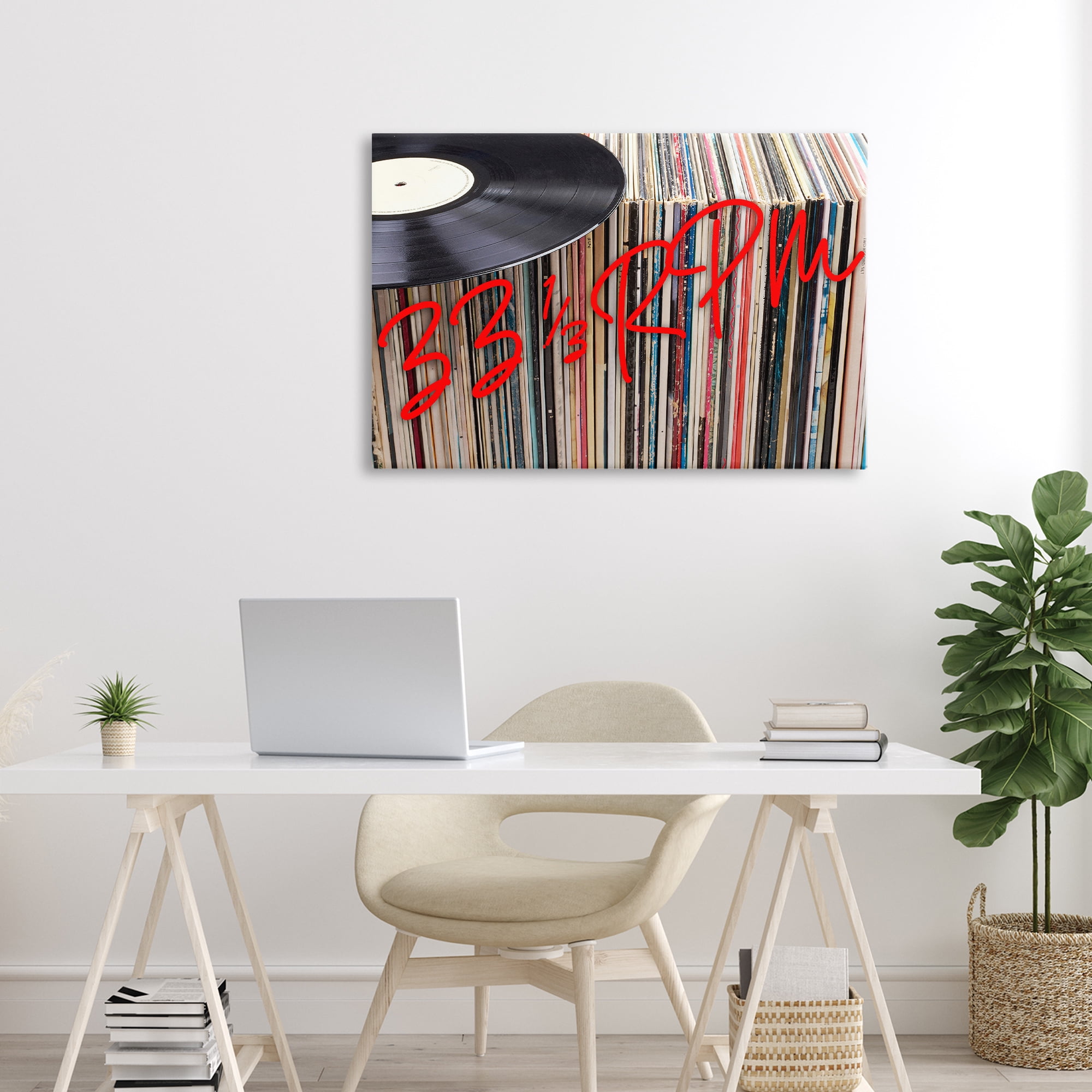 Stupell Industries Vinyl Record Stack Collection Canvas Wall Art, design by Lil' Rue