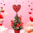 thumbnail image 2 of Valentine's & St. Patrick's Day Mini Tree Topper - Heart & Shamrock Glitter Iron Ornaments, Red & Green Metal Holiday Decor for Irish Festival Party & Seasonal Tabletop Trees, 2 of 6