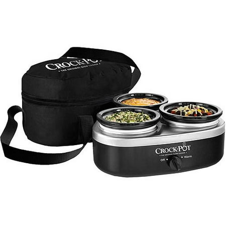 Crock-Pot 16-Ounce Little Triple Dipper, Silver and Black