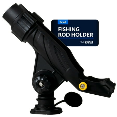 Five Oceans Sealed Surface Mount Fishing Rod Holder with Hook Keeper. Fishing Pole Holder for Kayaks Boats and Pontoons. Fiberglass-Reinforced Heavy-Duty ABS Plastic - Size Small - FO4738
