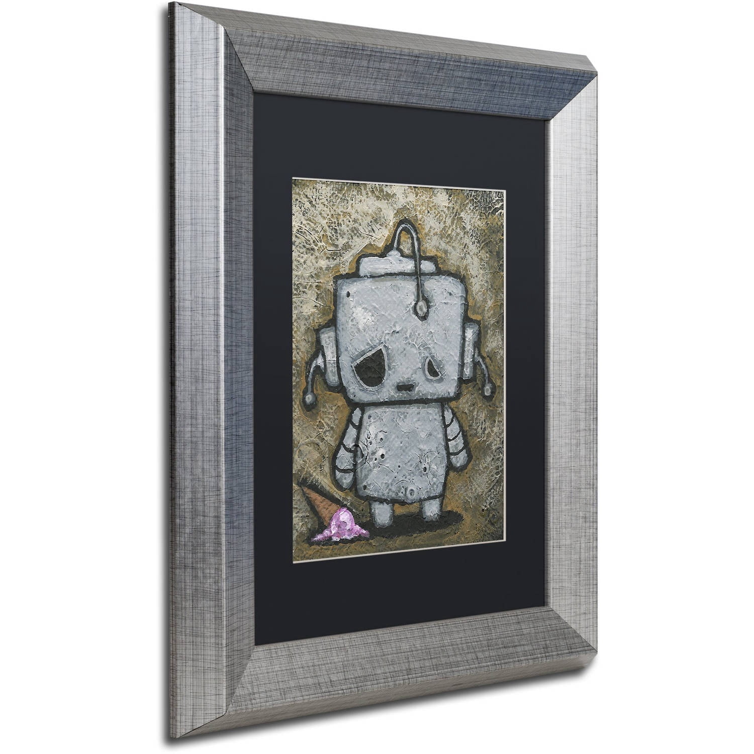 Trademark Fine Art 'Weebot-Icecream' Canvas Art by Craig Snodgrass, Black Matte, Silver Frame