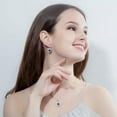 thumbnail image 3 of Pave Purple CZ Stone Heart Pendant Necklace Earrings Silver Plated Jewelry Set, 3 of 8