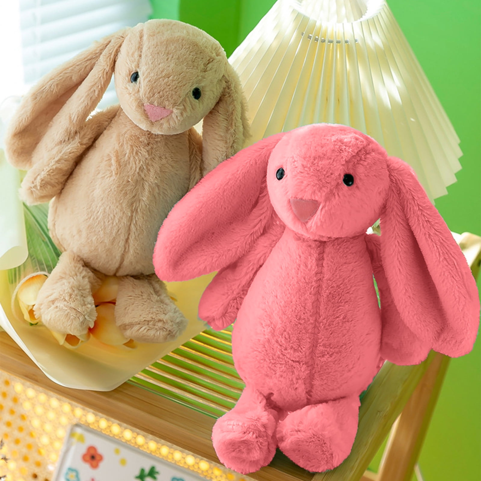 Bunny Stuffed Animal, 11.02Inches Bunny Plush, Super Fluffy Stuffed Rabbit with Long Ears, Cute Bunny Plushie Toy (Pink)
