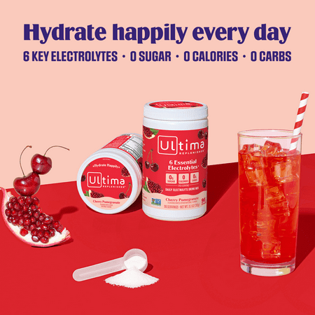 Ultima Replenisher Hydration Electrolyte Powder Drink Mix, Sugar-Free Cherry Pomegranate 90 Servings