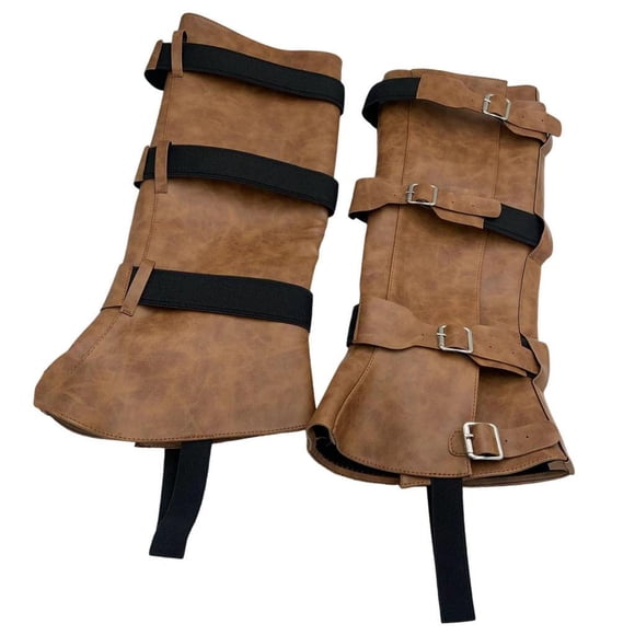 Guardoinrt PU Leather Medieval Pirate Boots Covers Comfortable PU Leather Steampunk Men Fashion Cosplay Gear For Outdoor Events Brown Height 42cm