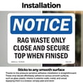 thumbnail image 3 of Rag Waste Only Close And Secure Top When Finished OSHA Notice Vinyl Decal Label 5 Inch x 3.5 Inch - 5 Pack, 3 of 6