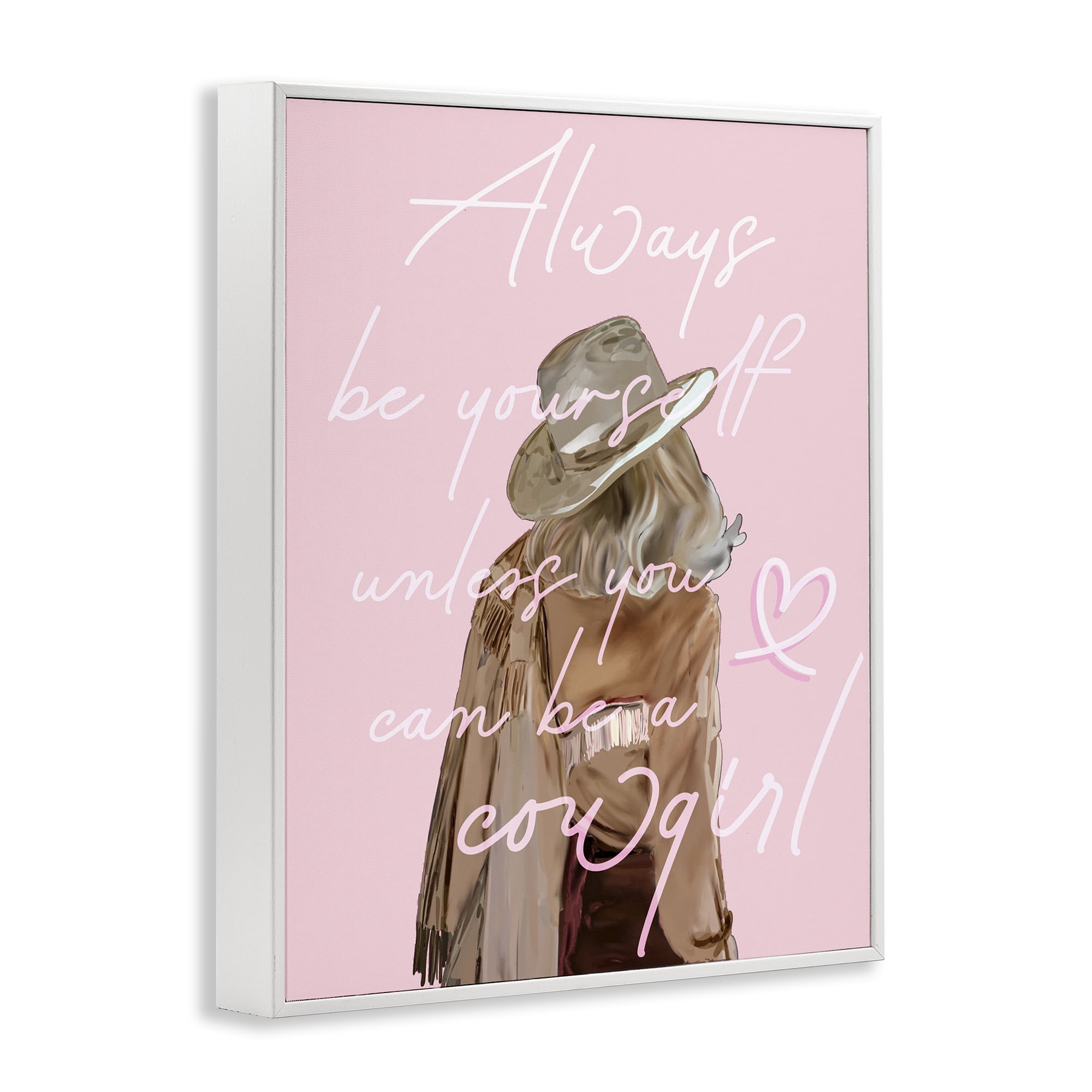 Stupell Industries Be Yourself Cowgirl Novelty Painting White Framed Art Print Wall Art, 11 x 14
