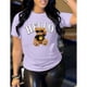 thumbnail image 3 of Camiseta de manga corta y cuello redondo para mujer con estampado de oso para uso casual en primavera y verano Color Lila Talla Chica Marca Emil SaEs, 3 of 4