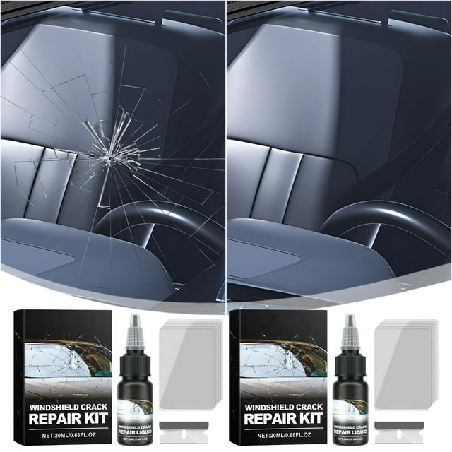 Windshield Crack Repair Kit 20ml | Glass Chip & Crack Repair Liquid for Car Windshield | Epoxy Resin Formula | Easy DIY Glass Repair | Includes Blade & Curing Film | Improves Glass Strength