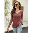 thumbnail image 3 of Sherrylily Women Waffle Knit Henley Tops Casual Long Sleeve V Neck Pullover XS-XL, 3 of 7