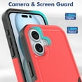 thumbnail image 4 of for iPhone 16 Heavy Duty Case,Stylish 2 in 1 Military Grade Armor PC+TPU Silicone Hybrid Rugged Shockproof Glossy Grip Edge Protective Anti-Scratch Back Phone Cover,Red, 4 of 5