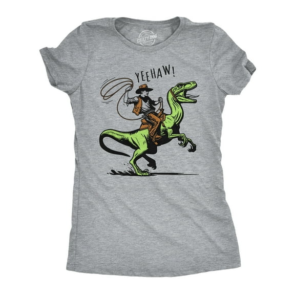 Womens Funny T Shirts Raptor Wrangler Sarcastic Dinosaur Cowboy Graphic Tee Womens Graphic Tees