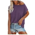 thumbnail image 1 of asdoklhq Juniors Plus Tops & T-Shirts,Women Casual loose Solid Color Chest pocket Short-Sleeve Blouse Tops T-Shirt, 1 of 6