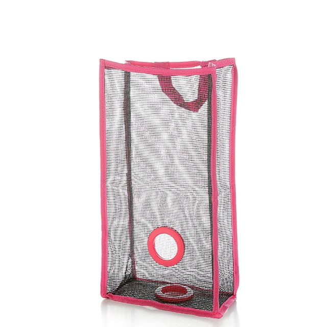 Soporte colgante para bolsas de supermercado, dispensador de bolsas de plástico, organizador para cocina (rosa rojo S)