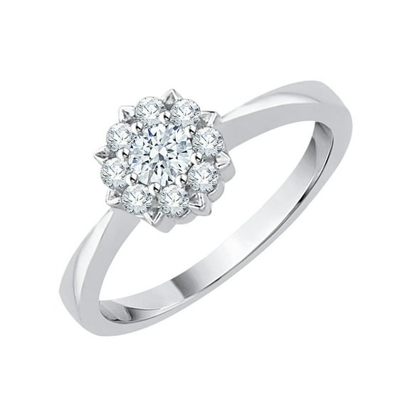 Diamond Floral Cluster Ring in 14K White Gold (3/8 cttw, G-H, I2-I3)