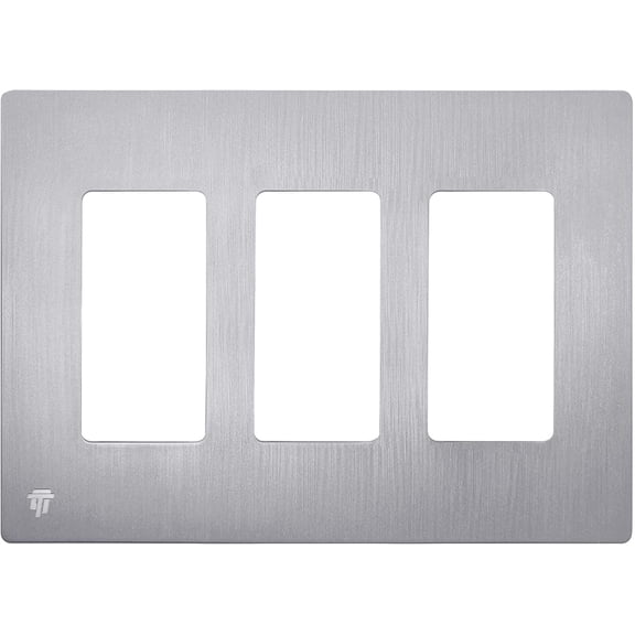 ENERLITES Elite Series Screwless Decorator Wall Plate Child Safe Outlet Cover, Size 3-Gang 4.68" H x 6.53" L, Unbreakable Polycarbonate Thermoplastic, SI8833-BSV, Brushed Silver