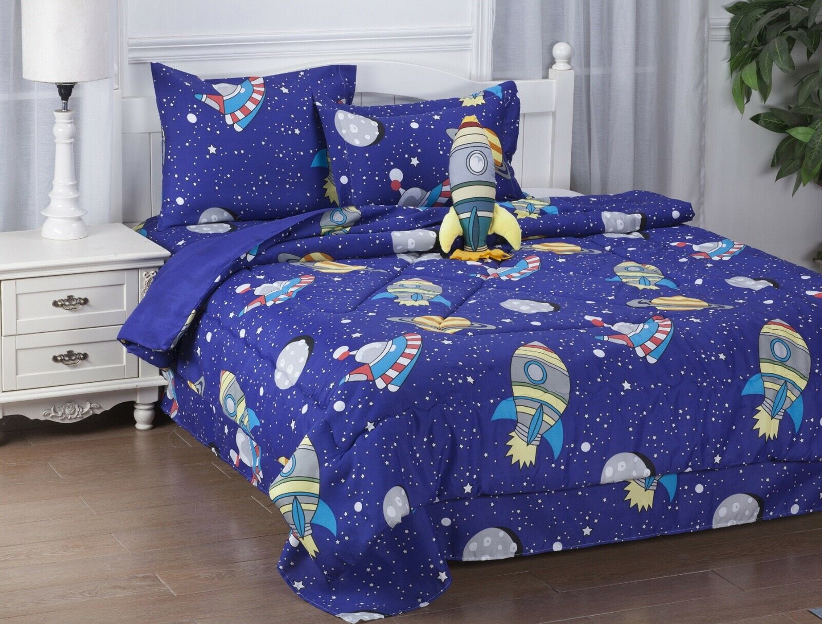 6PC TWIN SPACESHIP GALAXY Complete Bed In A Bag Comforter Bedding Set
