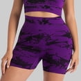 thumbnail image 4 of VBVC Women's High Waist Tie-Dye Ribbed Shorts,Ladies Stretchy Fashion Women's Shorts,Summer Comfy Activewear Shorts For Women,Purple,S-XL, 4 of 5