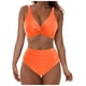 thumbnail image 2 of Traje de baño de bikini liso sin mangas para mujer, traje de baño push-up acolchado, conjuntos de blusa de traje de baño de poliéster para mujer, 2 of 6
