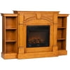Colton Electric Fireplace with Bookcases, Plantation Oak