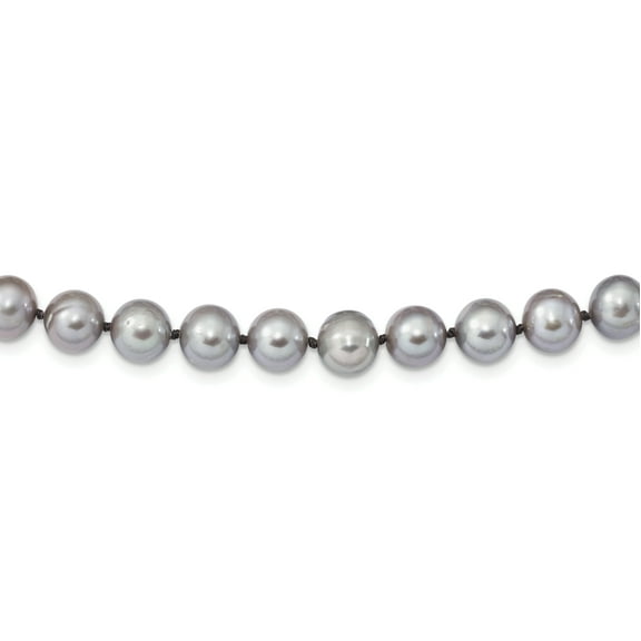Primal Silver Sterling Silver Rhodium 8-9mm Grey Freshwater Cultured Pearl Necklace
