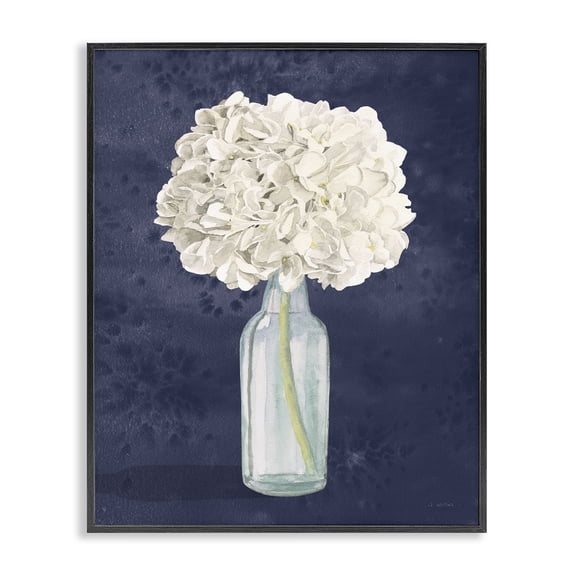 Stupell Industries Farmhouse White Floral Bouquet over Blue Black Framed Giclee Art, 11 x 14, by James Wiens