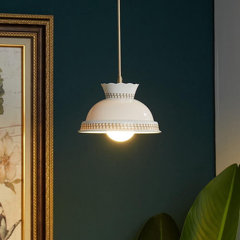 Japanese Style Ceramic Pendant Light for Kitchen Island, White Modern Farmhouse Pendant Lighting, Nordic Simple Pendant Lamp, Retro Rustic Pendant Light Fixture for Dining Room Bar Over Sink Table