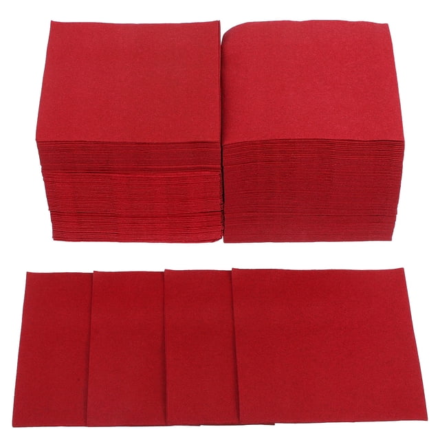 Minkissy 150 Pcs Serviettes Jetables pour Vin Serviettes en Papier Rouges pour Cocktails et Soupers