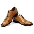 thumbnail image 4 of Santimon Yellow Brown Dress Shoes for Men Brogue Lace up Oxford Shoes Classic Pointed Toe Formal Shoes for Wedding Meeting US 10, 4 of 8