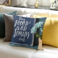 thumbnail image 3 of Blue Hydrangea Spring Summer Throw Pillow Covers, Today is A Good Day Dark Blue Cushion Case Decoration for Sofa Couch, 3 of 5