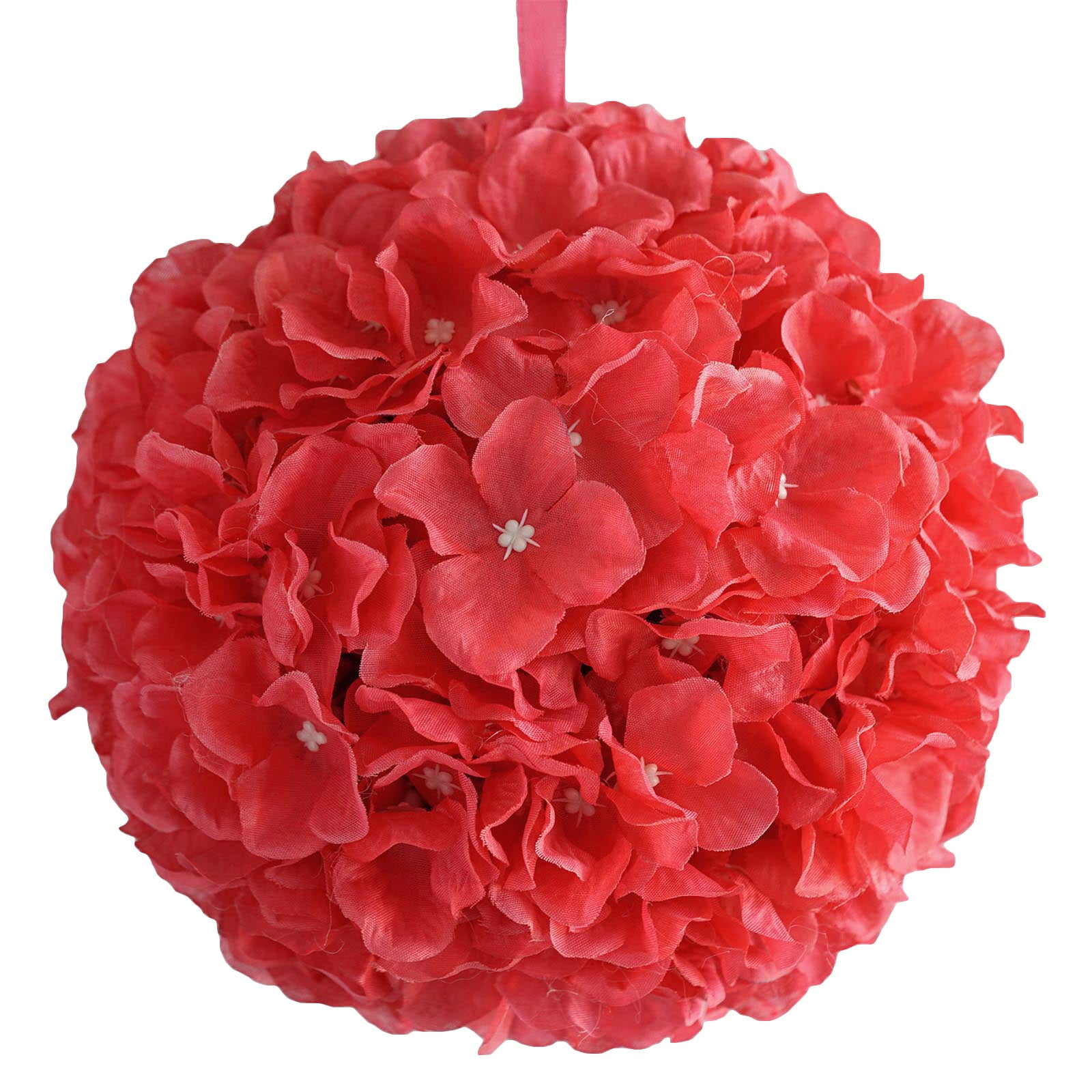 Efavormart 4 Pack 7" Coral Silk Hydrangea Kissing Flower Balls Wedding ...