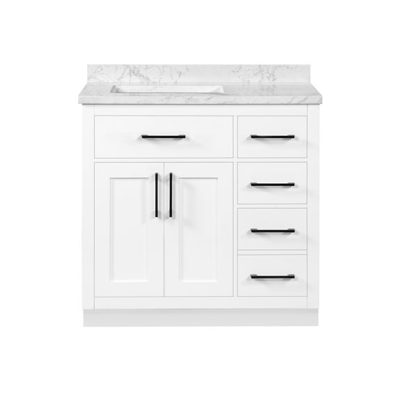 Ove Decors Athea 36 W x 22" D Freestanding Bathroom Vanity with Sink, Pure White