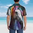 thumbnail image 4 of Balery Colorful Haired White Horse Camisas hawaianas de manga corta para hombre, camisas playeras de corte holgado, camisas de vacaciones con botones,3X-Large, 4 of 7