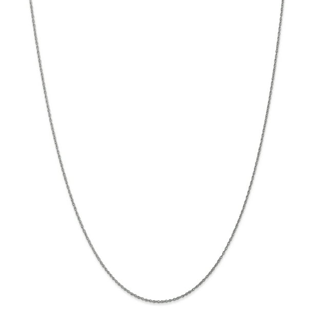 14K White Gold .8mm Polished Light Baby Rope Chain 20 Inch 