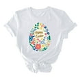 thumbnail image 4 of qelini Easter Shirt Womens Plus Size Crew Neck Short Sleeve Teen Bunny and Egg Print T-Shirt Casual Spring Tops, 4 of 5