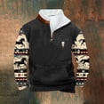 thumbnail image 2 of SeCaotees Men Quarter Zip Stand Collar Pullover Sweatshirt Color Block Camo Patchwork Long Sleeve Kangaroo Pocket Relaxed Fit Soft Tops For Fall Outdoor Wear Black,XXXXXL, 2 of 3